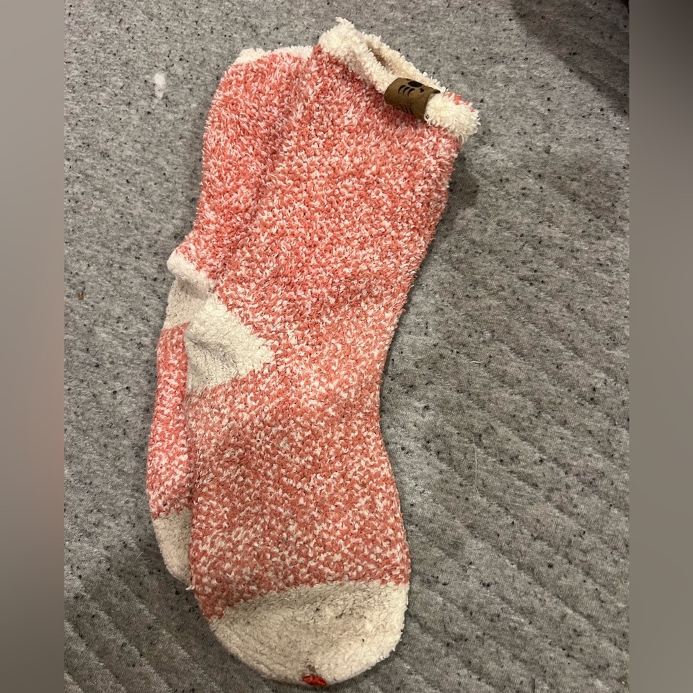 BearPaw Pink and Cream Fuzzy Socks